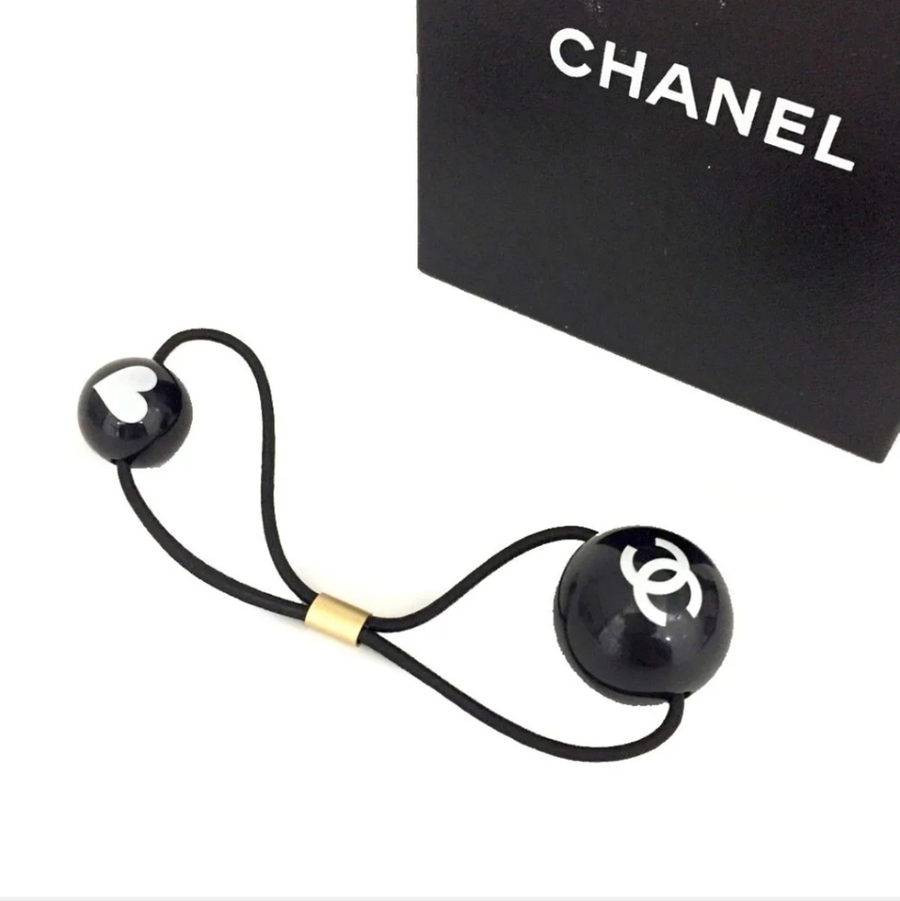 CHANEL CC LOGO BLACK HAIR TIE ACCESSORIES/1A7223 - Picture 2 of 10
